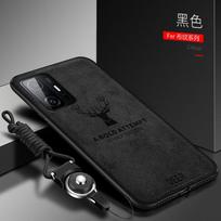 Dėklas Xiaomi Mi 11T Pro, prabangus minkštas STPU+kietas audinys, elnias, apsauginis galinis dangtelis, dėklas xiaomi mi 11t mi11t pro telefono korpusui For Xiaomi Mi 11T juoda