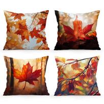 Rudens klevo lapų pagalvės užvalkalas Spausdintas poliesteris 45X45cm Dekoratyvinis sofos pagalvės užvalkalas Namų dekoras Peach skin 18*18(CM)-1Pcs