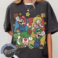 Retro Super Mario Bros Marškinėliai, Aukštos Kokybės Animacinių Filmų Grynos Medvilnės Y2K Unisex Trumpomis Rankovėmis Streetwear Vasaros Marškinėliai L brown
