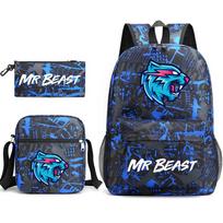 Mr Beast Žaibo Katė Madingas Kvėpuojantis Kuprinės Rinkinys Su Lenkta Petnešomis Black Blue black
