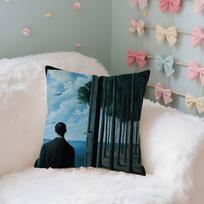 Rene Francois Ghislain Magritte Case Plush Fabric Soft Pillowcase Double Sided Print Cushion Cover Household Gifts Peach skin 18*18(CM)-1Pcs