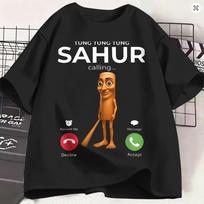 Funny I Heart Tung Tung Tung Sahur TShirts Unisex Brainrot Leisure 100 Cotton Tee Shirt Round Neck Short Sleeve T Shirt 3XL black