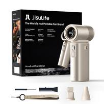 JISULIFE Nešiojamas ventiliatorius Ultra 2, Galingas Turbo Jet ventiliatorius, 100 greičių, 9000mAh įkraunama baterija, LED ekranas, Lauko stovyklavimui gray