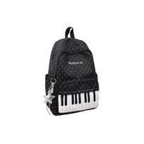 Mokyklinė kuprinė su pianino raštu paauglėms, vidurinės mokyklos moksleivėms, miela, universali, kelioninė dieninė kuprinė One Size juoda
