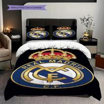 Karališkas simbolis Real Madrid C.F.  Trijų dalių rinkinys (1 * antklodės užvalkalas + 2 * pagalvės užvalkalai, be šerdies) Minkšta ir patogi Kalėdų gimtadienio dovana 135x200cm