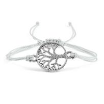 26 spalvų vaško siūlų pintos apyrankės su pakabuku Sidabrinė - Gyvybės medžio siūlinė apyrankė Reguliuojami bangle draugystės dovanų papuošalai šviesiai pilka spalva
