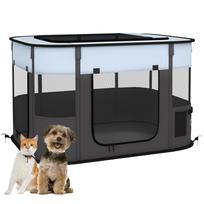 Pet Playpen, Foldable, with Storage Bag, for Puppies and Kittens, Indoor and Outdoor, Grey 94 x 74 x 60 cm pilka