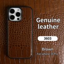 Aukščiausios kokybės krokodilo rašto natūralios odos dėklas iPhone 16 Pro Max 15 14 13 12 11 XR, karvės odos galinis dangtelis, apsauginis dėklas Genuine Leather&iPhone17 Pro black