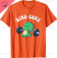 Dino Sore Gym Workout Fitness Dino Saur Gym Lifting Weights Tshirt Unisex And Unisex Short Sleeves Cotton Tee Funny Shirt M red