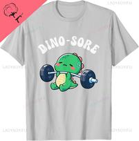 Dino Sore Gym Workout Fitness Dino Saur Gym Lifting Weights Tshirt Unisex And Unisex Short Sleeves Cotton Tee Funny Shirt 4XL white
