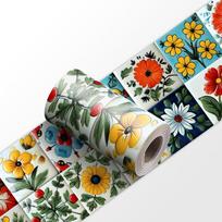 Retro gėlių plytelių sienos apvado lipdukas Lipnus vandeniui atsparus lipdukas Nuplėšk ir klijuok Juosmens linijos tapetai 240cm 15cm*240cm*1pc gray