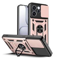 Camera protect case for OPPO Reno 15 Pro MAX 15 pro mini 15 pro 15F 14 Pro 14f 13 13f 12 Armor Hybrid Metal Ring Holder Cover OPPO Reno13 rožinio aukso spalvos