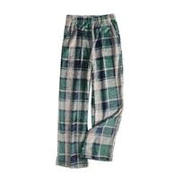 Women's Plaid Pajama Pants with Two Pockets for Sleepwear M tamsiai žalia spalva
