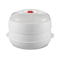 Plastic Microwave Oven Steamer Box with Lid and Tray Kitchen Cooking Steamer  for Kitchen 2 Layer