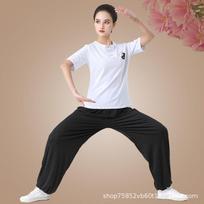 Tai Chi kostiumas moteriškas vasarinis naujas trumpomis rankovėmis treniruočių kostiumas kovos menų kostiumas pasirodymų kostiumas kinų stiliaus tai chi kostiumas vyrams ir moterims L（ 50-55kg ）