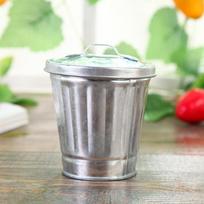 Mini metalinė šiukšliadėžė su dangčiu 9x9,5cm, Mažas stalo šiukšliadėžės vazonas laikymo indas miegamajam, svetainei, biurui