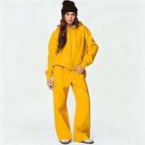 Women's Zip Up Hoodie and Wide Leg Pants 2 Piece Set, Loose Sweatsuit XL geltona