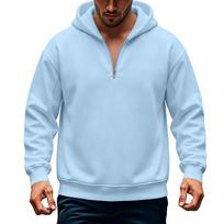 Men's Casual Loose Fit Hoodie for Fall Winter Everyday Wear S šviesiai mėlyna spalva