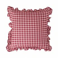 Pillow Sofa Living Room American Retro Square Fungus Edge Pillow Bed Red Plaid Waist Pillowcase Bedside Backrest 45*45cm brown