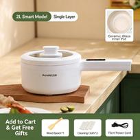 2L didelės talpos daugiafunkcinis elektrinis puodas nešiojamas multicooker karštasis puodas nelimpantis keptuvė sriubos puodas 2.0L 1 layer white