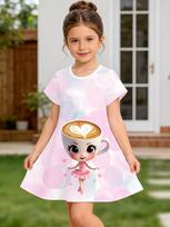 Itališka Brainrot Mergaitės Drabužiai Trumpomis Rankovėmis Suknelė Mergaitėms Cappuccina Balerinos Spaudos Suknelė Madinga Gimtadienio Dovana Mergaitės Drabužiai 160 white