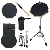 Beginner 12-inch Practice Drum Pad Set with Metronome black