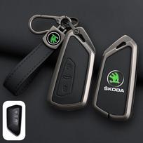 Odinis automobilio nuotolinio valdymo pultelio dėklas Pilnas dangtelis Apsauginis laikiklis Korpusas Pakabukas Skoda Superb A7 Kodiaq Octavia A7 A8 Raktų pakabuko priedai black