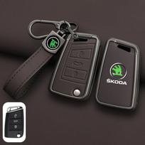 Odinis automobilio nuotolinio valdymo pultelio dėklas Pilnas dangtelis Apsauginis laikiklis Korpusas Pakabukas Skoda Superb A7 Kodiaq Octavia A7 A8 Raktų pakabuko priedai black
