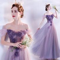1011 new flower fairy purple banquet recitation performance catwalk evening dress brick and mortar store summer XS gray
