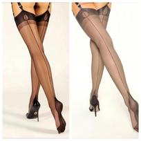 8 Denų Storas Galinis Siūlas Moteriškos Prabangios Poliamido 80% Ilgos Iki Šlaunų Kojinės Elegantiškos Seksualios Itin Plonos Retro Nailoninės Susagstomos Kojinės One Size beige