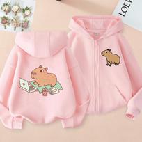 Funny Kids Capybara Zip Up Hoodie Children's Hoodie Zipper Children Capibara Sweatshirt Manga Clothes Kid Girl Boy Top Hoody 120 beige