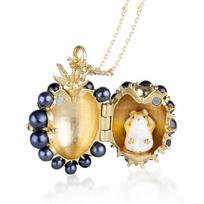 Hidden Hamster Animal Enamel Locket Necklace Creative Open Close Pendant Trendy Jewelry for Daily Wear Anniversary Gift C beige