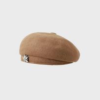 French Korean Wool Beret for Women Felt Hat with Snowflake Logo Face-Framing Winter Cap, Elegant Gift for Valentine’s & New Year brown