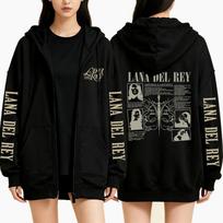 Retro Lana Del Rey su užtrauktuku gobtuvas moterims Vintažinis laisvalaikio mada Punk ilgomis rankovėmis Fleece rudens žiemos bliuzonai Striukė Paltai L gray