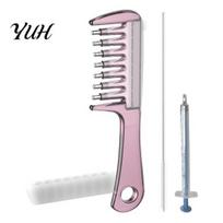 Scalp Oil Applicator Comb Hair Comb, with Injecting Tube & Brush, Refillable Nourishing Applicator, Leak Proof Dispenser, Massaging Massage rožinė
