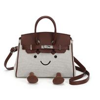 Drobės Kelly rankinė Didelės talpos Lėlės Elfo Pečių Crossbody krepšys Mielas animacinis Madinga rankinė Moterims 25*13*16.5cm ruda