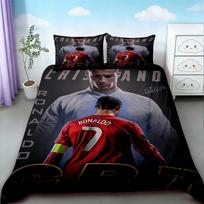 Paaugliams CR7 Antklodės užvalkalas Futbolas Cristiano Ronaldo Patalynės komplektas Jaukiam ir kvėpuojančiam Miegamojo Dekoras Dovanos EU Single 135*200cm/53x79in 3pcs gray