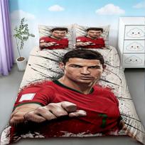 Paaugliams CR7 Antklodės užvalkalas Futbolas Cristiano Ronaldo Patalynės komplektas Jaukiam ir kvėpuojančiam Miegamojo Dekoras Dovanos 140*200cm/55x79in Single/Twin 3pcs