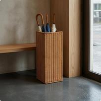 Kvadratinis skėčių stovas su padėklu Ratanas Geležinis rėmas Aukštas Plius Square Tall brown