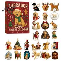 Christmas Countdown Ritual Toys 2026 Labrador Advent Calendar, 24 Days 2D Flat Acrylic Dog Ornaments Theme Decorations Collectible Cute Festive Little Dog black
