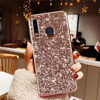 Blizgantis dėklas Samsung Galaxy S20 S10 Plus S9 S8 A51 A71 A50 A70 A30 A20 A10 A9 A7 A8 Samsung S20 rožinio aukso spalvos