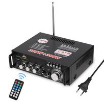 12V/ 220V Mini 2CH LCD ekranas HIFI garso stereo galios stiprintuvas BT FM radijas nešiojamas automobilinis namas 600W EU Plug gray