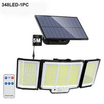 348LED Saulės lempos lauko apsaugos šviestuvas su judesio jutikliu, atsparus vandeniui 126/328LED galingas saulės prožektorius sodui garažui 348LED-1PC