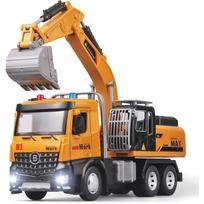 1/50 krano žaislinis metalinis „dieCast“ krano modelis, statybinių sunkvežimių žaislai su imituojamais garsais ir šviesomis, tinkami berniukams nuo 3 metų amžiaus žaislinis kranas 25.5*8.5*21.5cm geltona