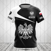 Lenkijos vėliavos ženkliukas Kario kamufliažas 3D spausdinti vyriški apvalia iškirpte trumpomis rankovėmis didelio dydžio laisvi madingi marškinėliai Sportiniai greitai džiūstantys 5XL gray