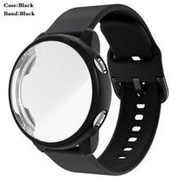 Dirželis + dėklas, skirtas Samsung Galaxy Watch Active 2 44 mm 40 mm aktyvus viso dangčio silikono išmanioji laikrodžio apyrankė TPU buferis active2 44mm juoda
