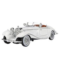 1/24 Mercedes-Benz 500K 1936 Klasikinis Automobilis Lydinio Automobilio Modelis Garsas ir Šviesa Atitraukiamas Vaikų Žaislas Kolekcionuojami Daiktai Gimtadienio Dovana balta