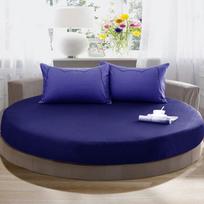 100% medvilnės paklodė su guma apvaliam čiužiniui Madinga Romantiška Vienspalvis raštas Lovos užtiesalas Apvalaus čiužinio užvalkalas Lovatiesė 2pcs pillowcase blue