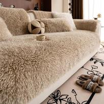 Sutirštintas pliušinis sofos kilimėlis Avies vilnos vienspalviai sofos užvalkalai Neslystantis prabangus sofos užvalkalas Rankšluostis Universalus svetainės dekoravimui A 70x70 gray