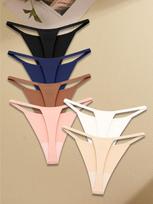 6PcsSet Seamless Ultra-thin Underwear Women Sexy Thin Belt Panties Female High Stretch Thongs Girls Breathable G-String Lingerie XL&6pcs black